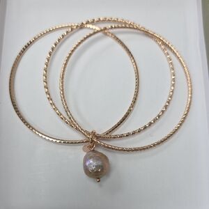 Honora Rose Gold Bangles with Pearl Charm